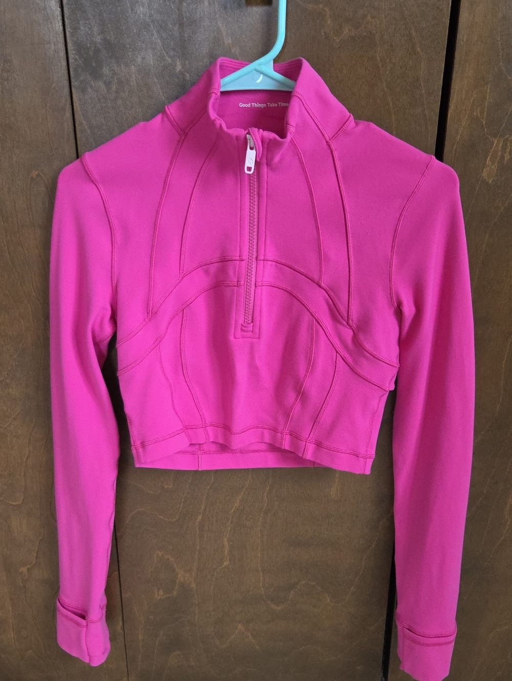 lululemon athletica Fuchsia Half-Zip Cropped Long Sleeve Top